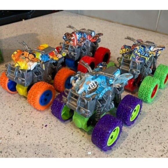 New Monster Truck Toys - 4 Pack Friction Powered Toy Motorcycle Cars Push - Picture 1 of 2